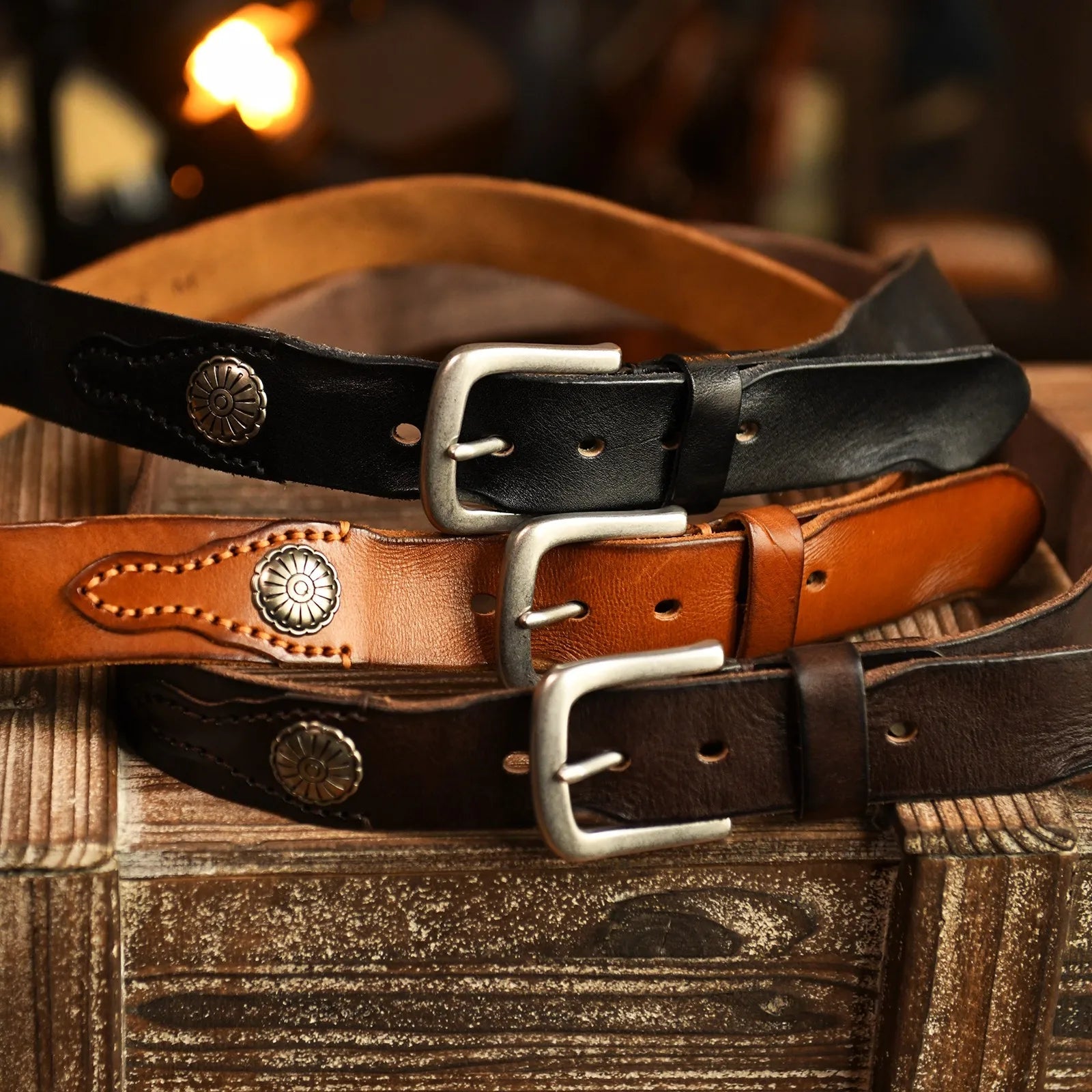 Men's Hand-Stitched Genuine Leather Belt