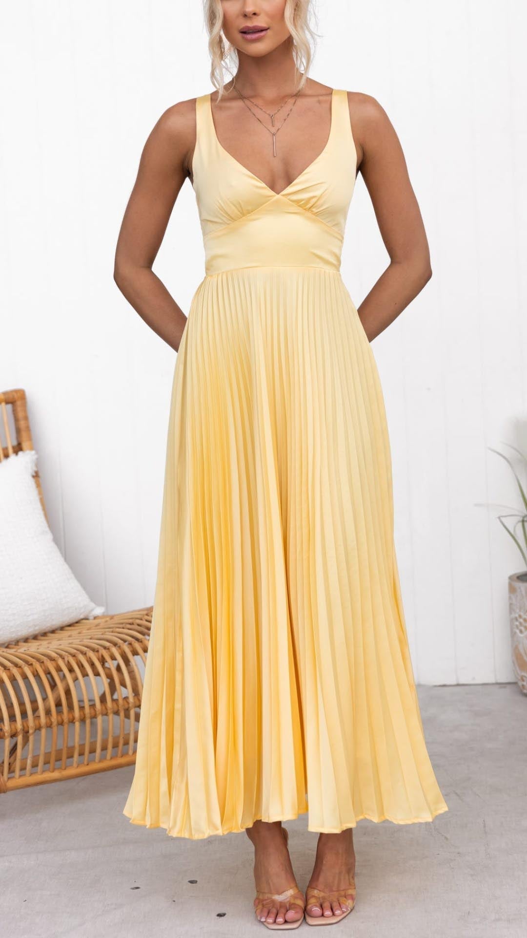 Pleated Maxi Dress – Women's Evening Dress