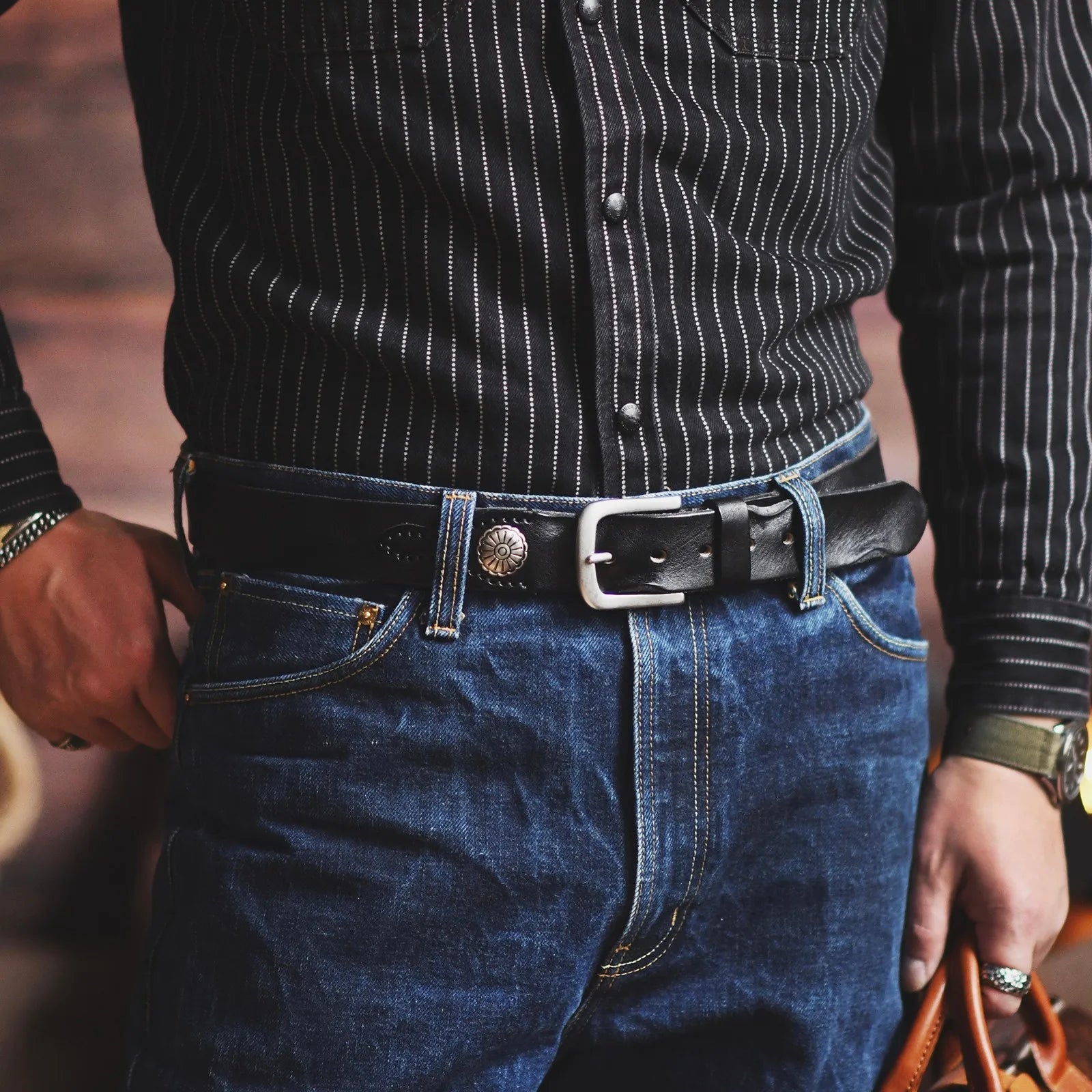 Men's Hand-Stitched Genuine Leather Belt