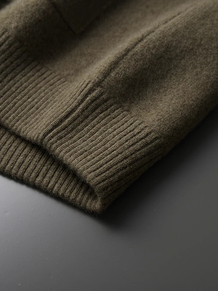 Calvaro Merino Wool Polo Cardigan Sweater