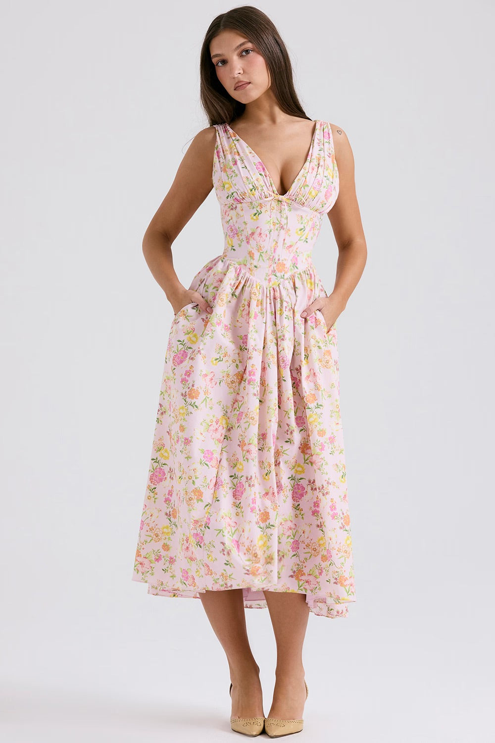 Floral Midi Dress – Women's Summer Dress