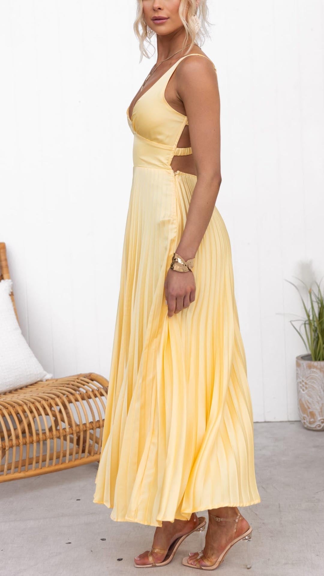 Pleated Maxi Dress – Women's Evening Dress