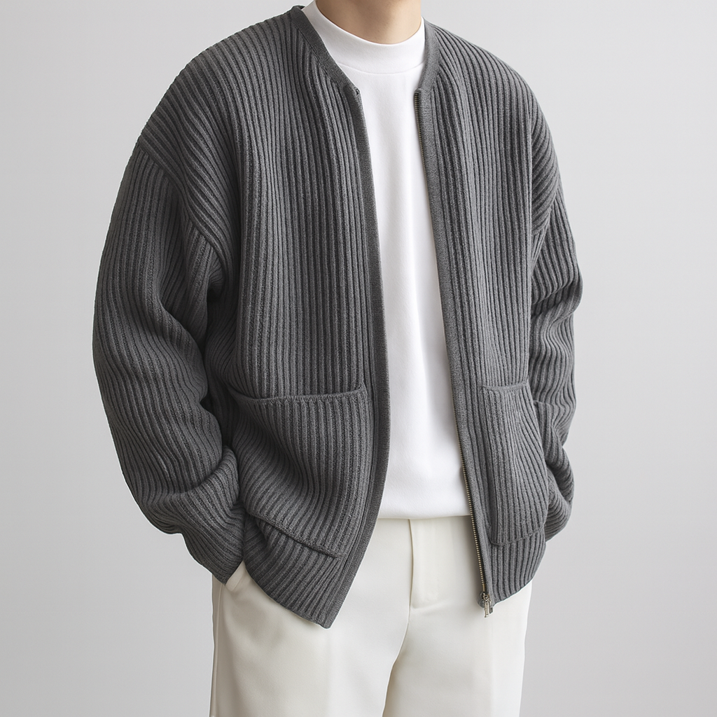 Rowland Wool Zip-Up Cardigan