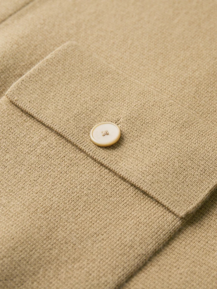Calvaro Merino Wool Polo Cardigan Sweater